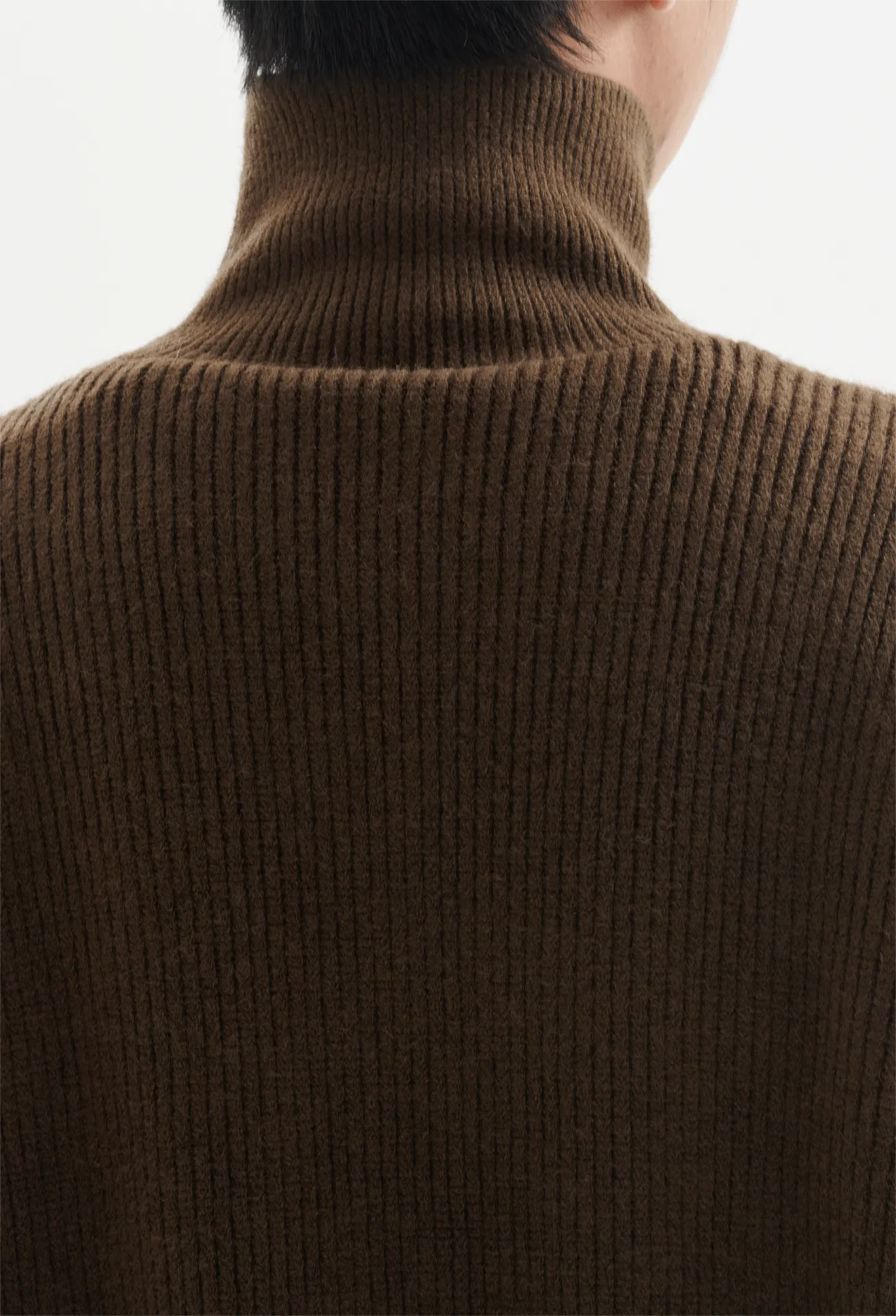 Ribbed Oversized Funnel-Neck Sweater