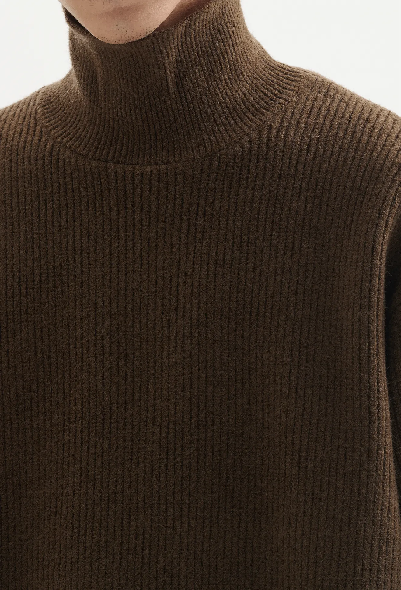 Ribbed Oversized Funnel-Neck Sweater