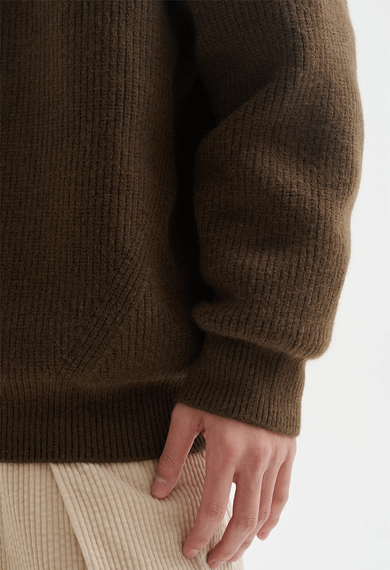 Ribbed Oversized Funnel-Neck Sweater