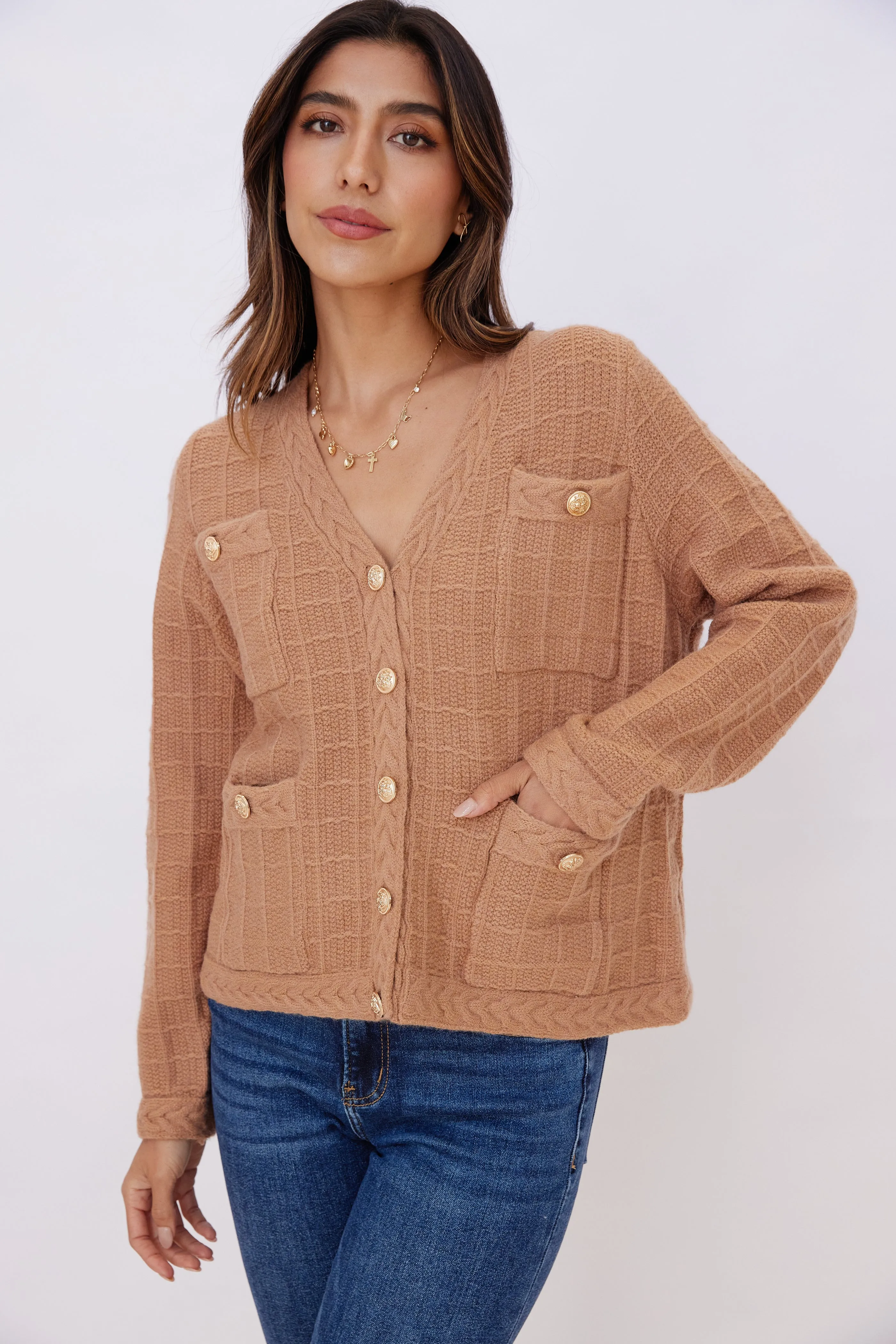 SALE - Rose Cropped Tweed Cardigan