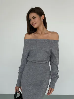 Solid Off-Shoulder Graceful Plain Sweater