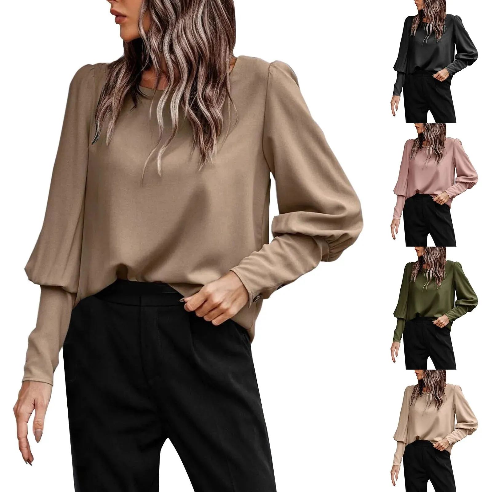 Solid Statement Long Sleeve Blouse