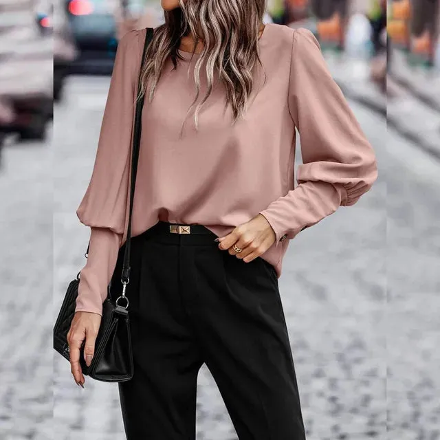 Solid Statement Long Sleeve Blouse