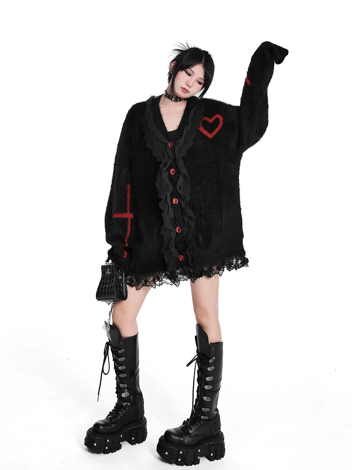 Spliced Lace Women's Single Breasted Cardigan