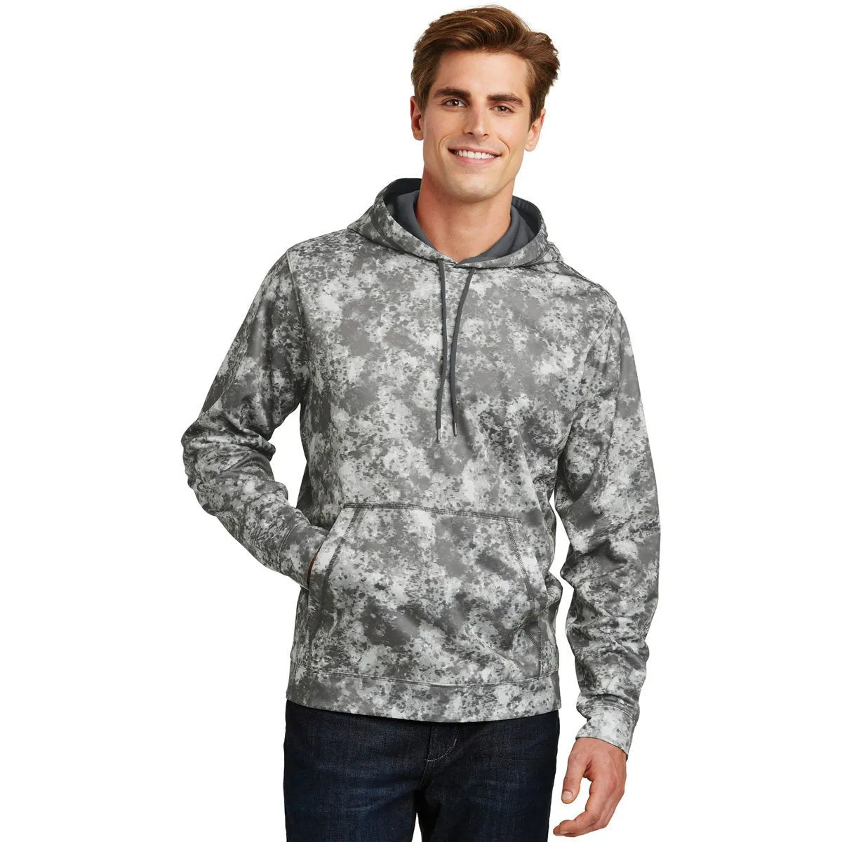 Sport-Tek Men's Dark Smoke Grey Sport-Wick Mineral Freeze Fleece Hooded Pullover