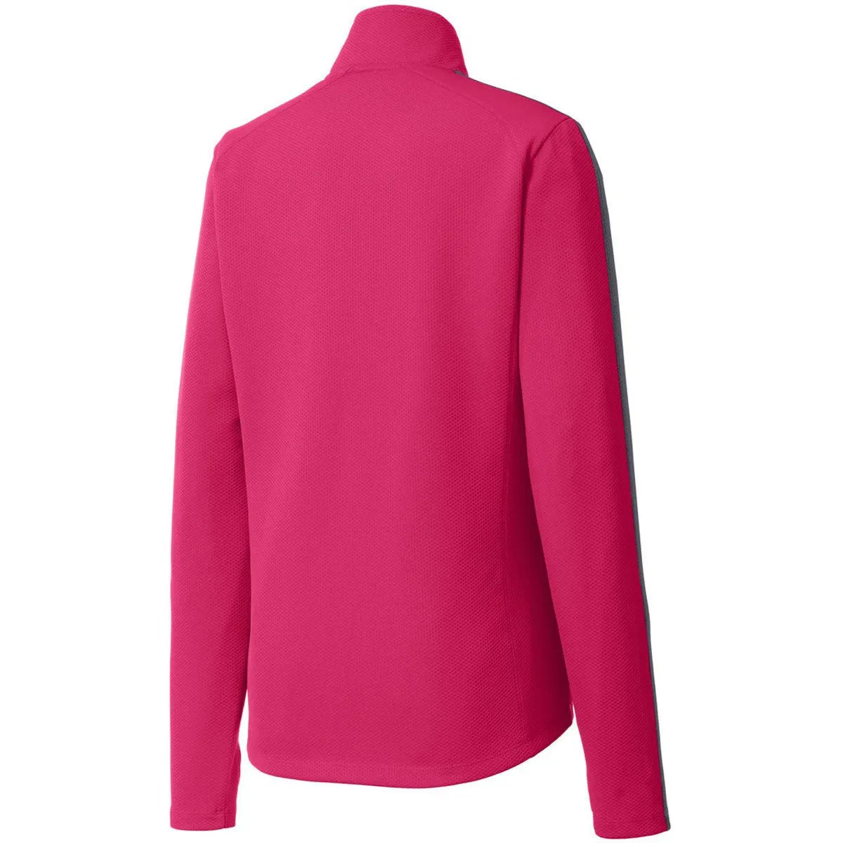 Sport-Tek Women's Pink Raspberry/Iron Grey Sport-Wick Textured Colorblock Quarter Zip Pullover