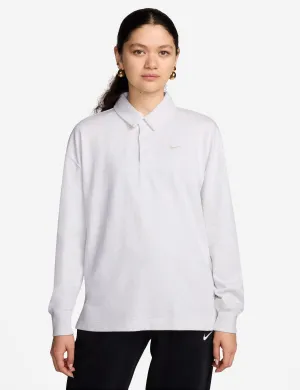 Sportswear Essential Oversized Long-Sleeve Polo - Birch Heather/Light Orewood Brown