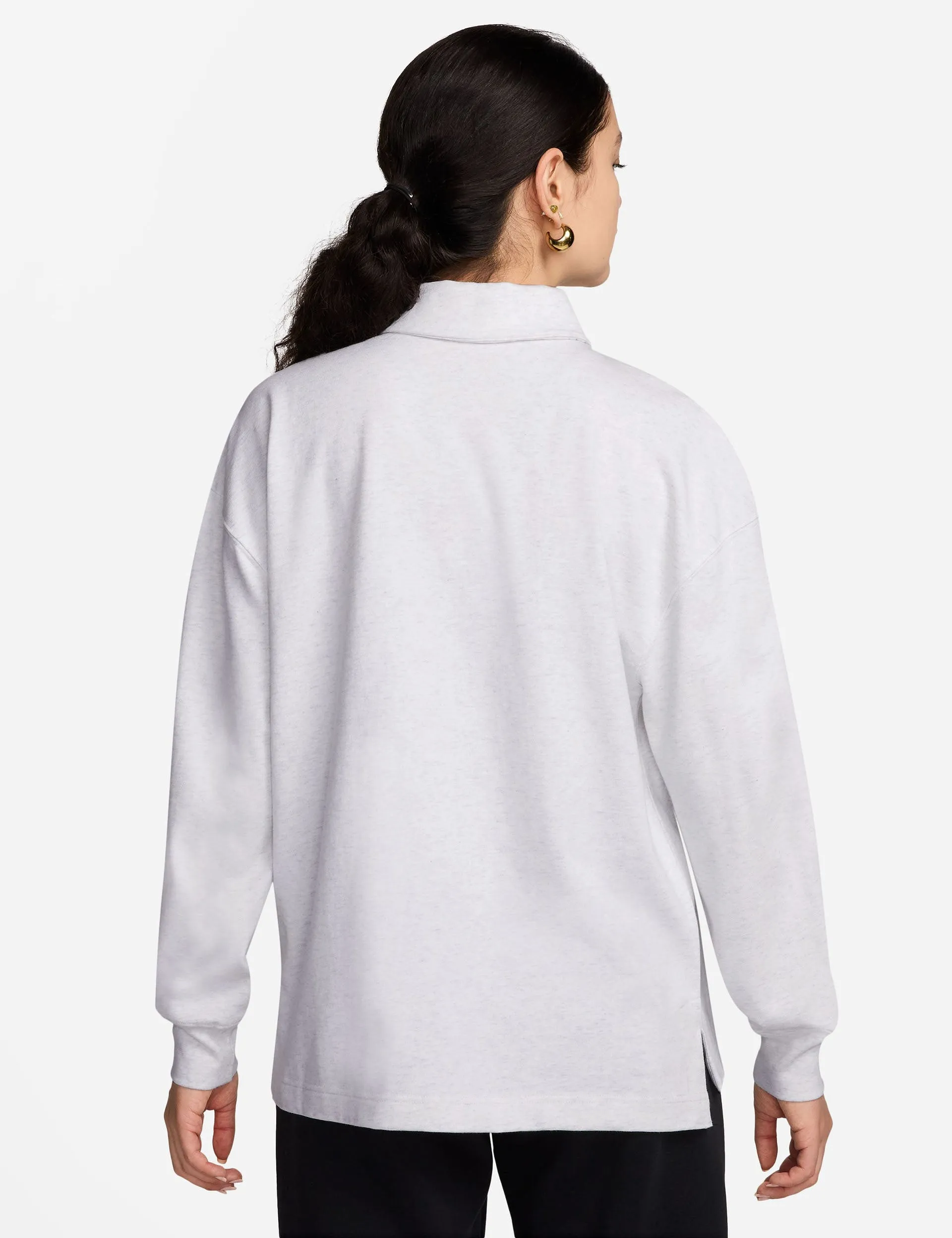 Sportswear Essential Oversized Long-Sleeve Polo - Birch Heather/Light Orewood Brown