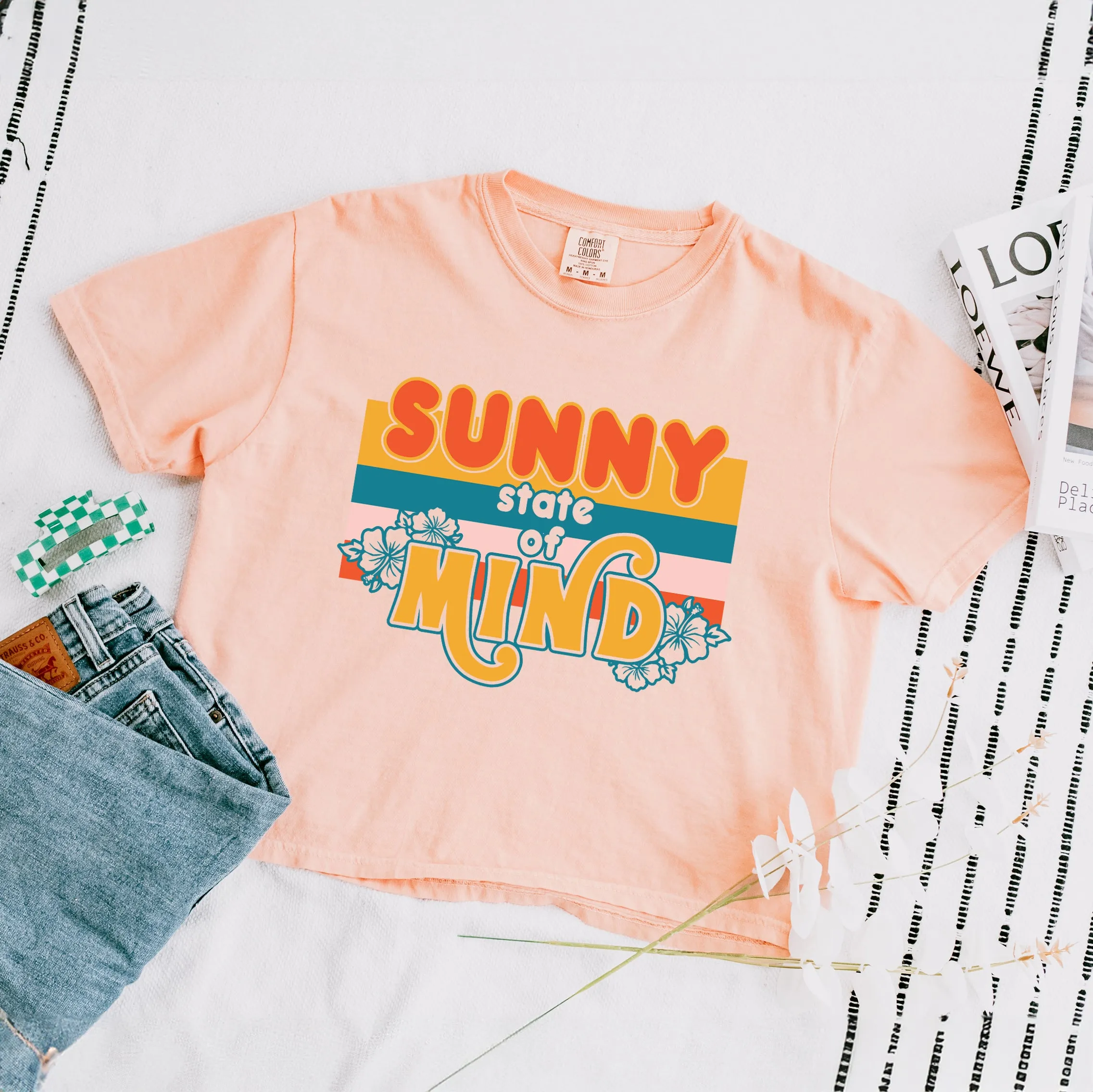 Sunny State Of Mind | Relaxed Fit Cropped Tee