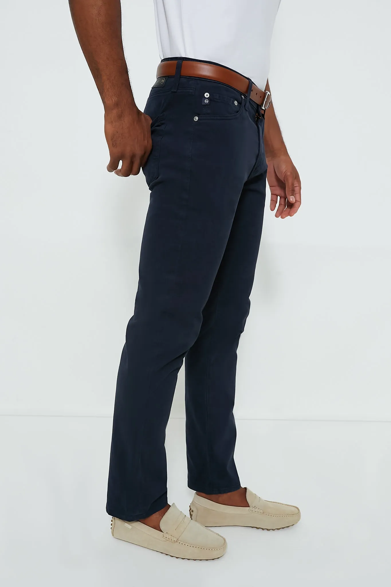 The Graduate in New Navy Sueded Twill (34" Inseam)