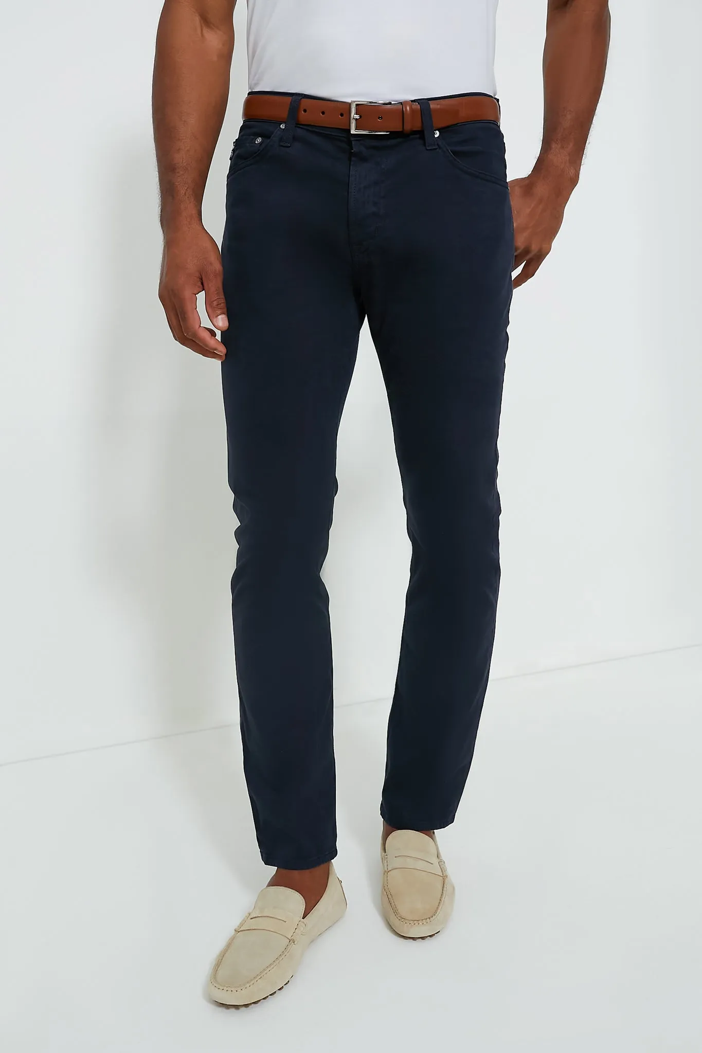 The Graduate in New Navy Sueded Twill (34" Inseam)