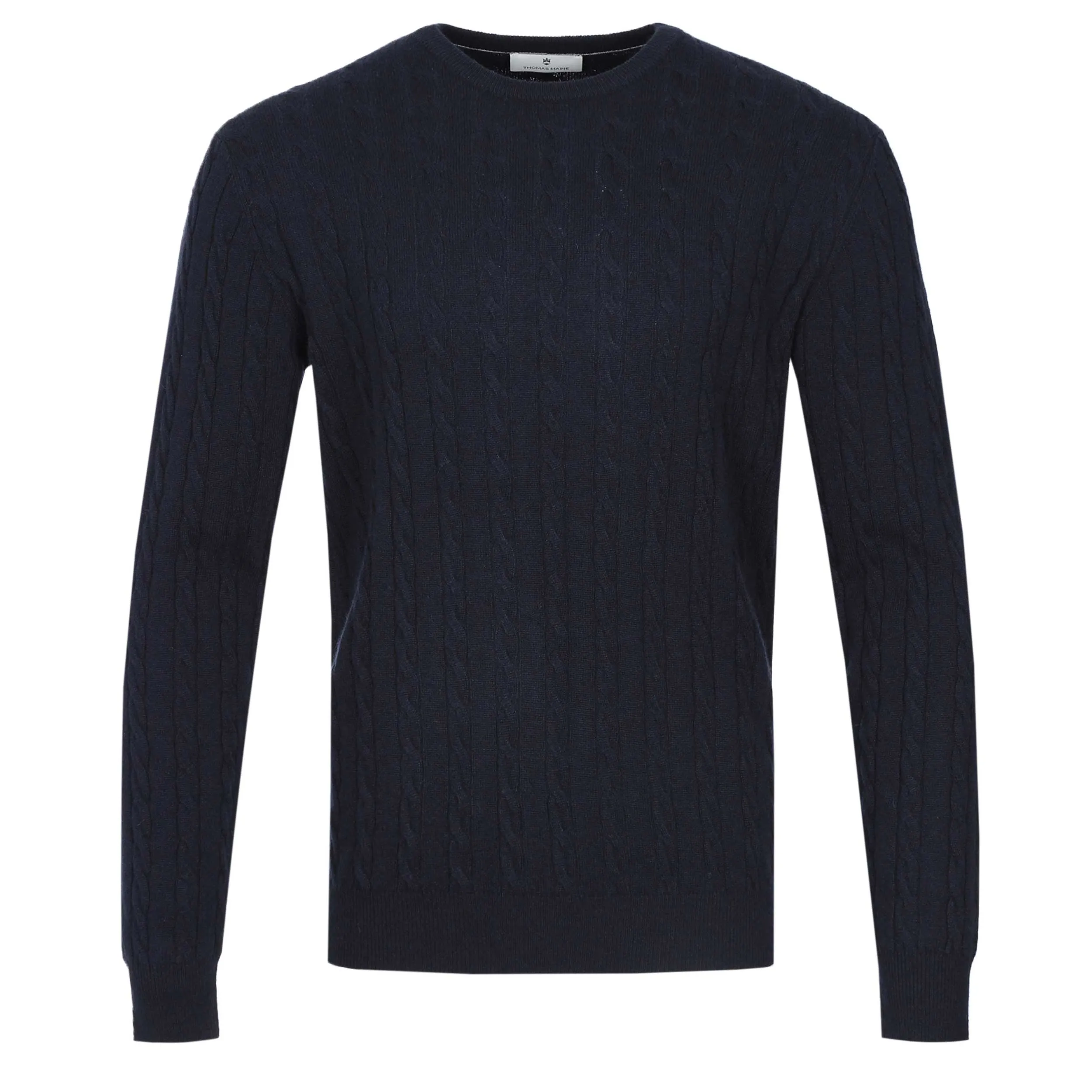 Thomas Maine Cashmere Crew Neck Knitwear in Navy