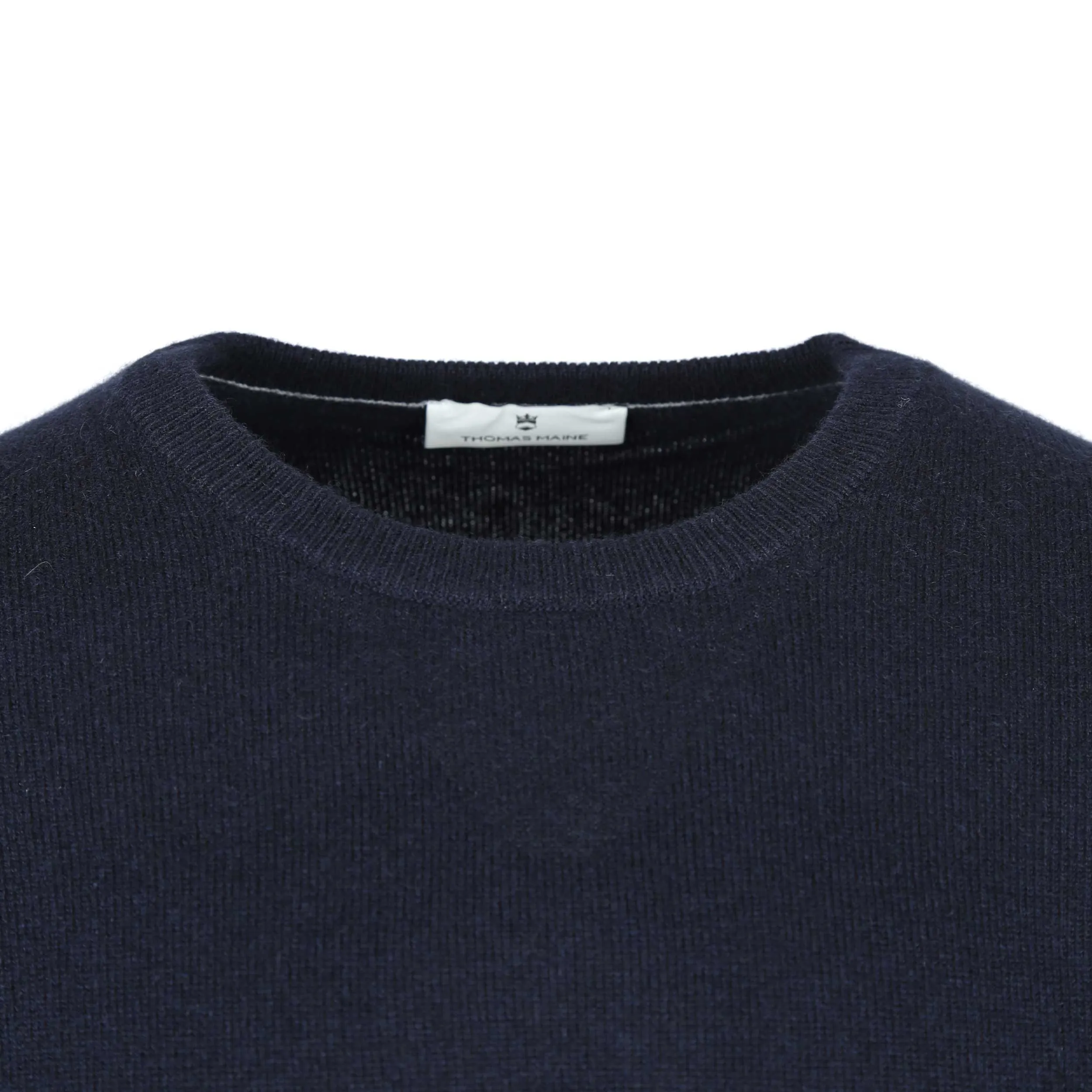 Thomas Maine Crew Neck Cashmere Knitwear in Navy