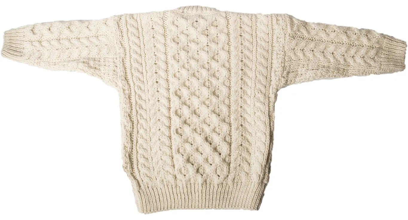 Traditional Children's Aran Sweater with Crew Neck