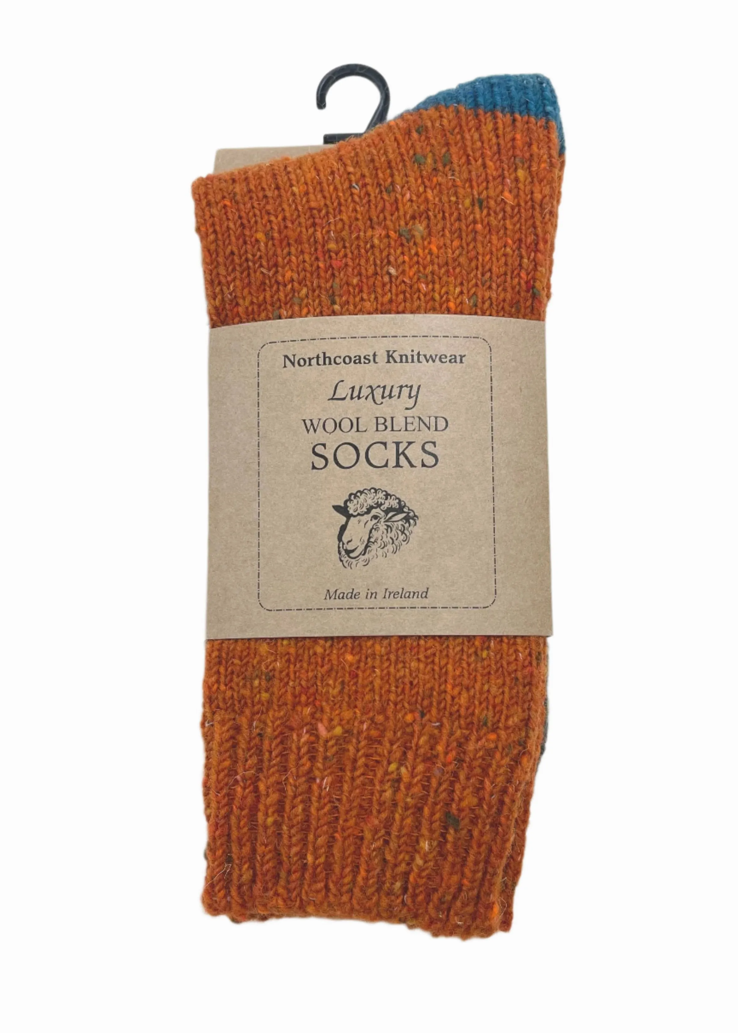 Tricolor 100% Merino Wool Socks | Orange