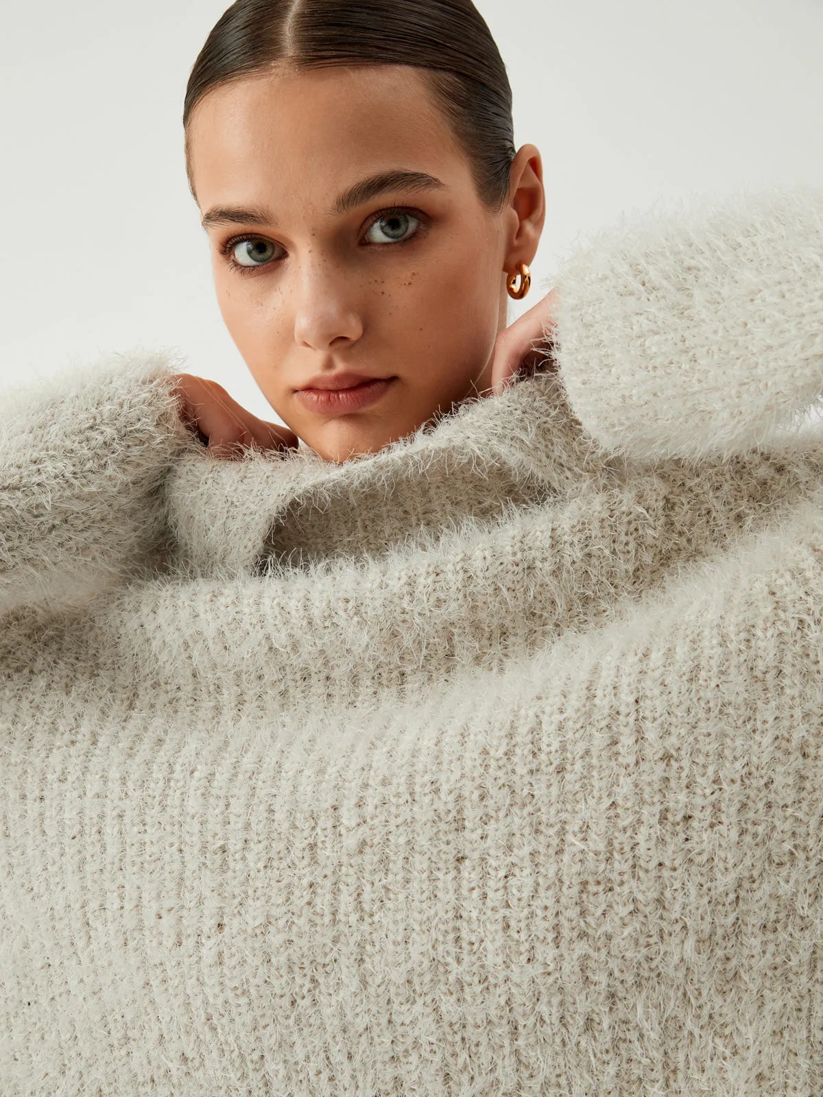 Turtleneck Charming Fuzzy Sweater