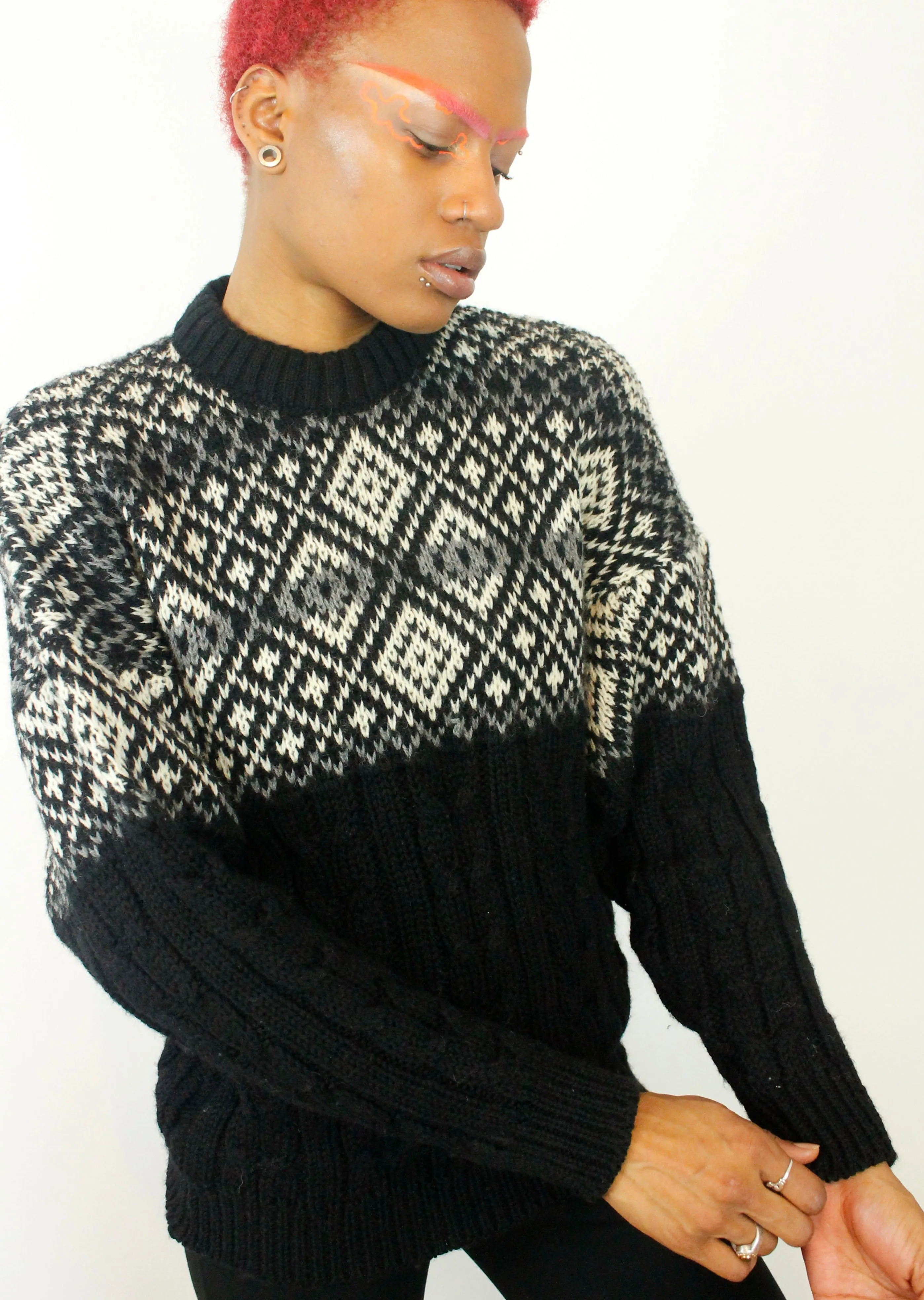 Vintage 90's Diamond Pattern cable Knit Jumper