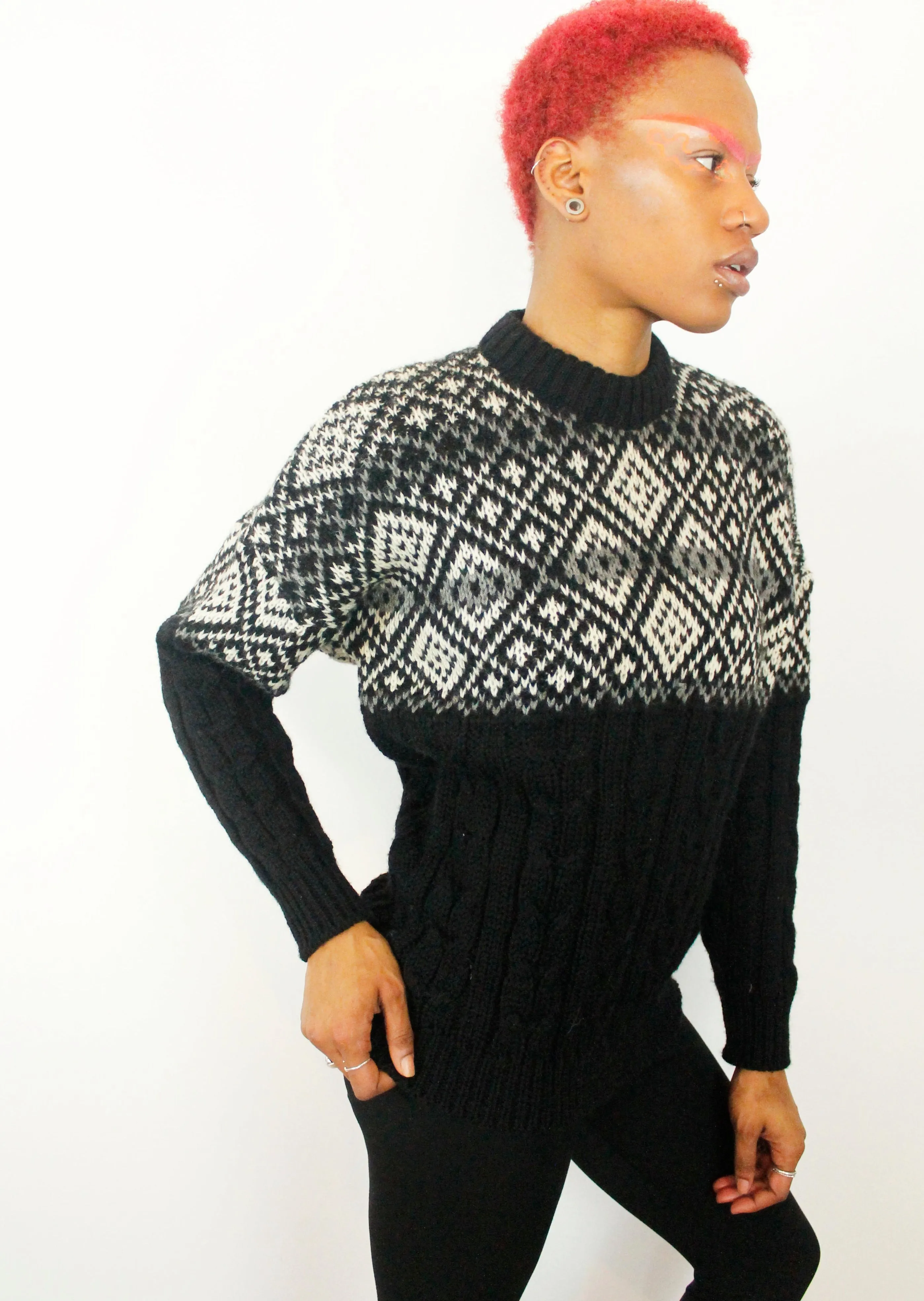 Vintage 90's Diamond Pattern cable Knit Jumper