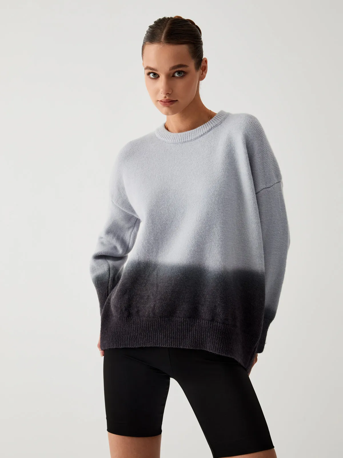 Wenkouban-Christmas Thanksgiving outfits_Cloud Nine Fuzzy Trendy Ombre Oversized Sweater