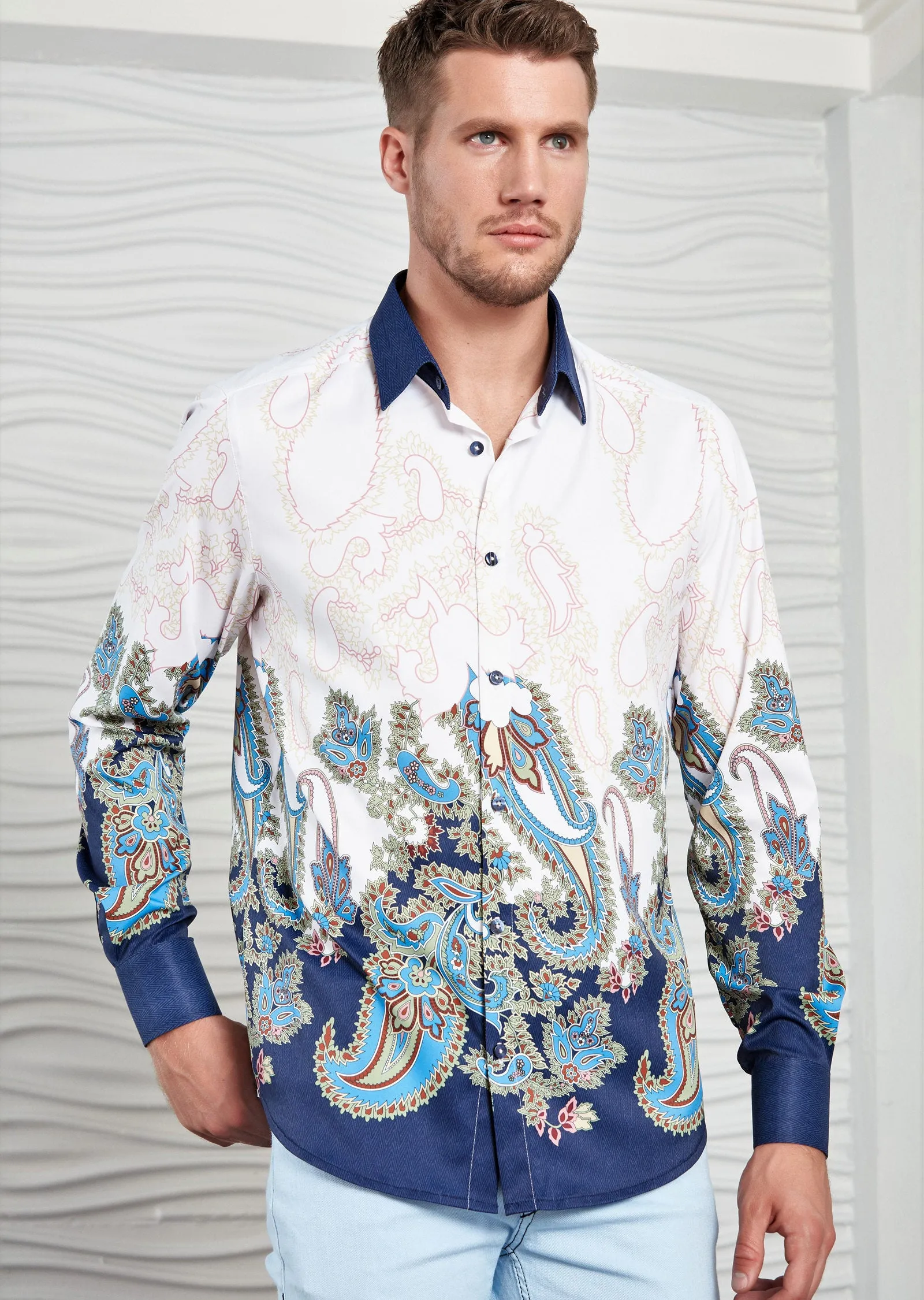 White Paisley Silky Shirt