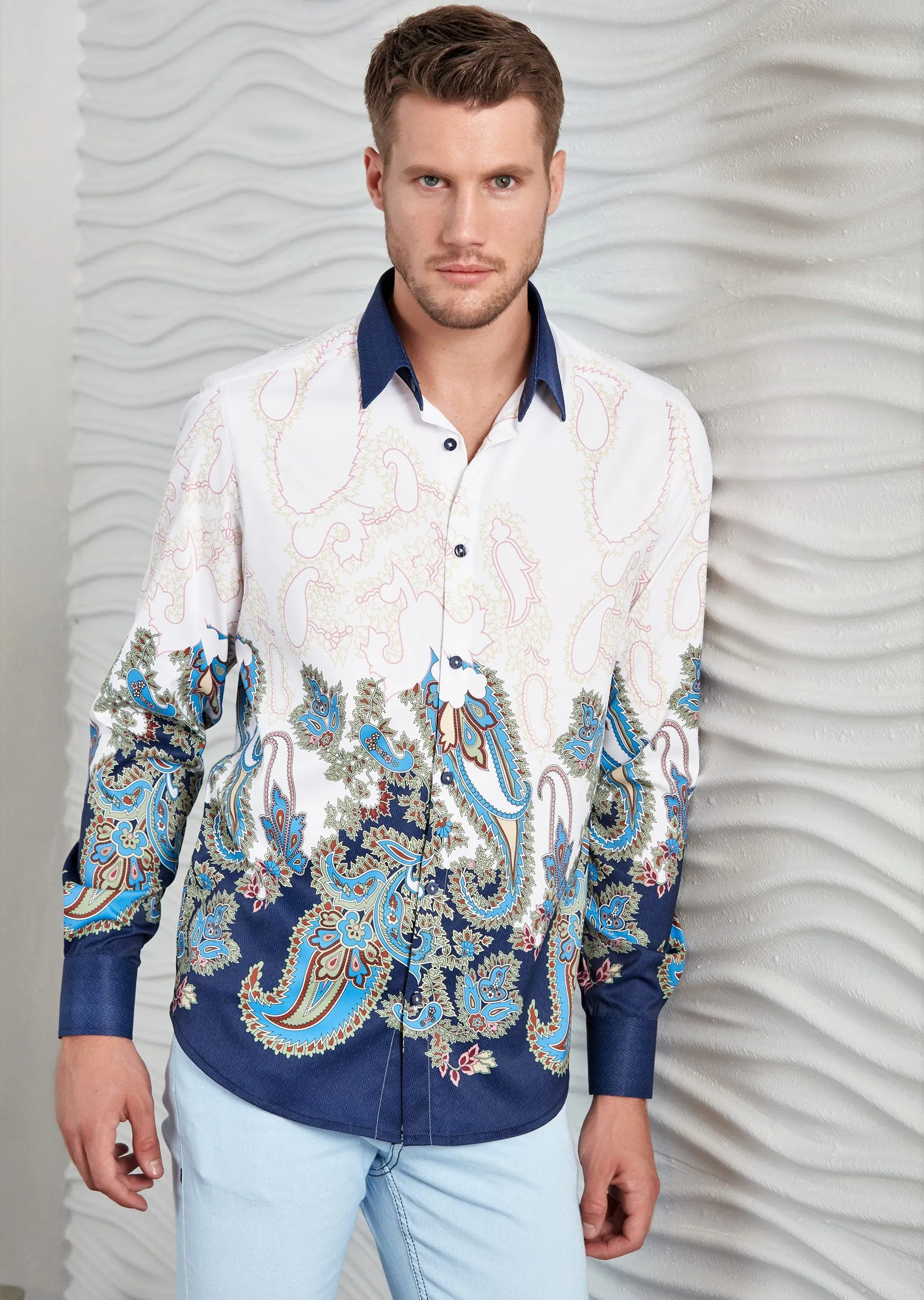 White Paisley Silky Shirt