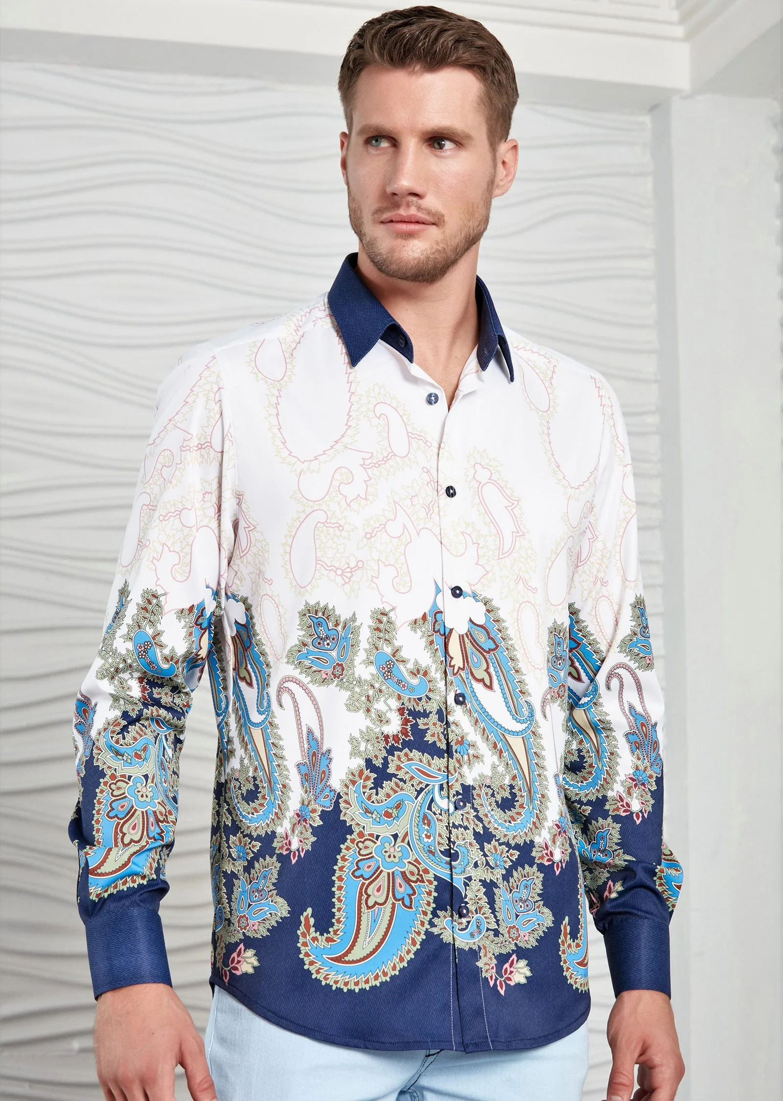 White Paisley Silky Shirt