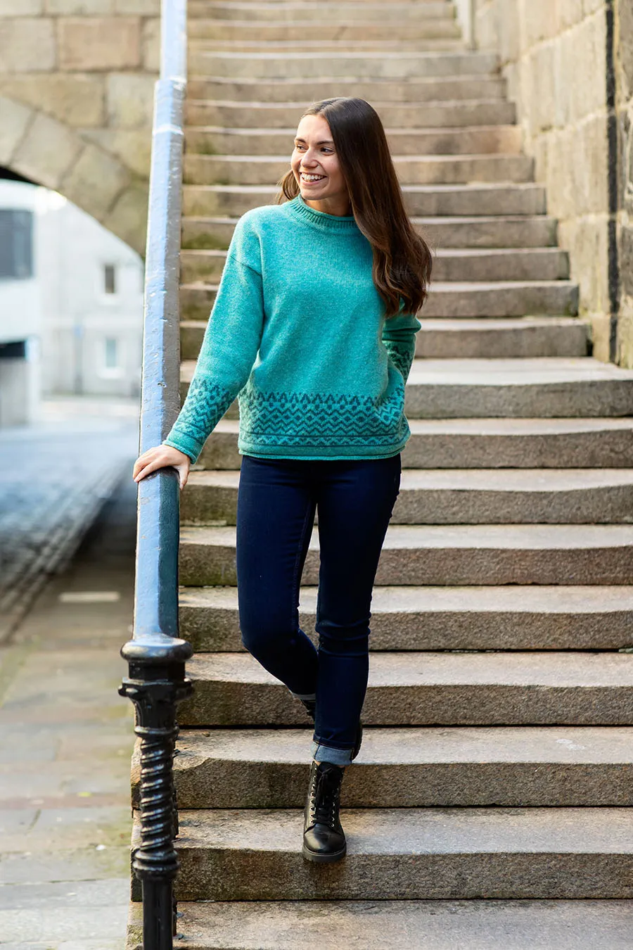 Womens Braemar Fair Isle Jumper - Aqua