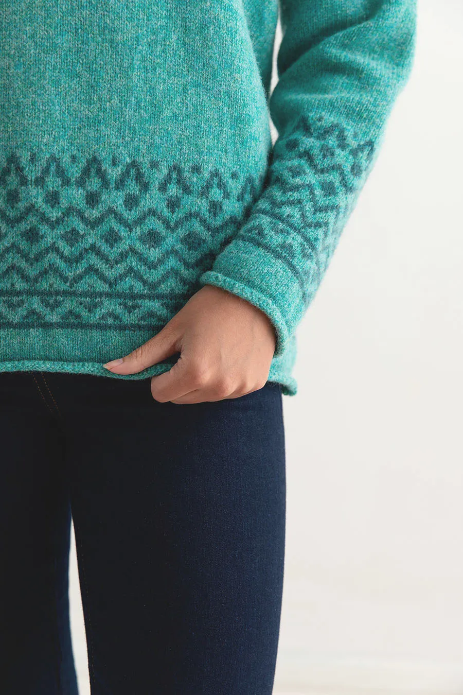 Womens Braemar Fair Isle Jumper - Aqua