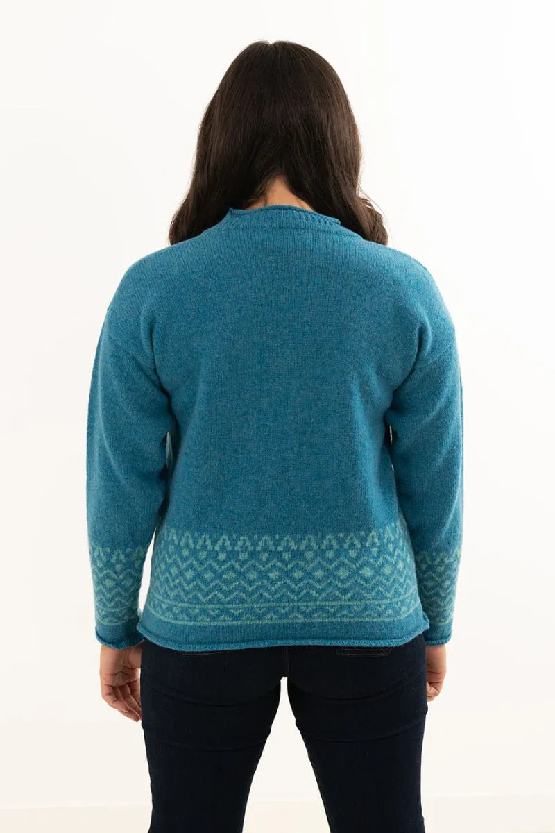 Womens Braemar Fair Isle Jumper - Turquoise