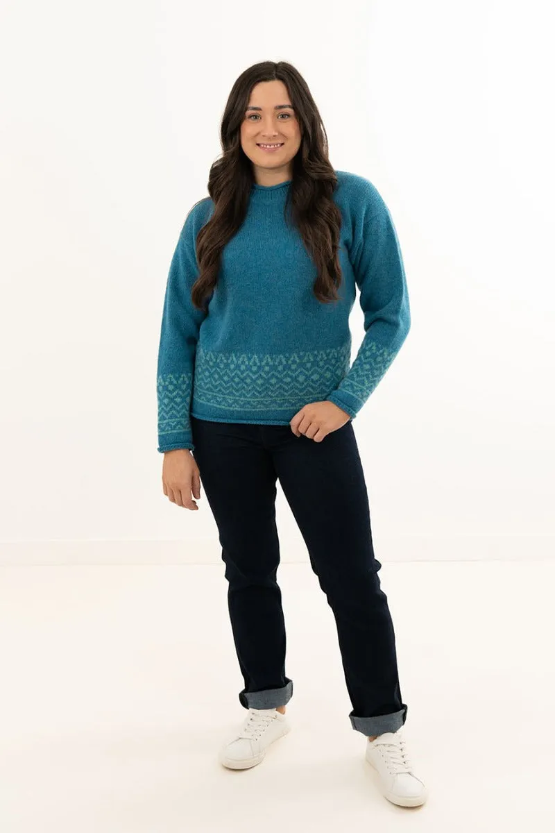 Womens Braemar Fair Isle Jumper - Turquoise