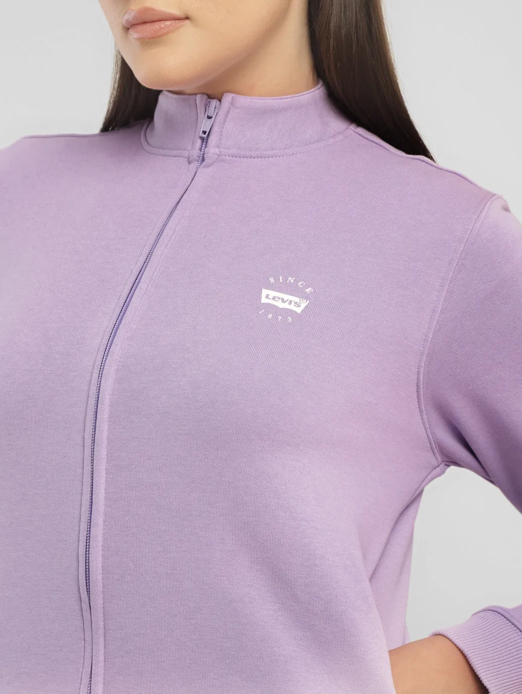 Women's Printed Purple Crew Neck Sweatshirt