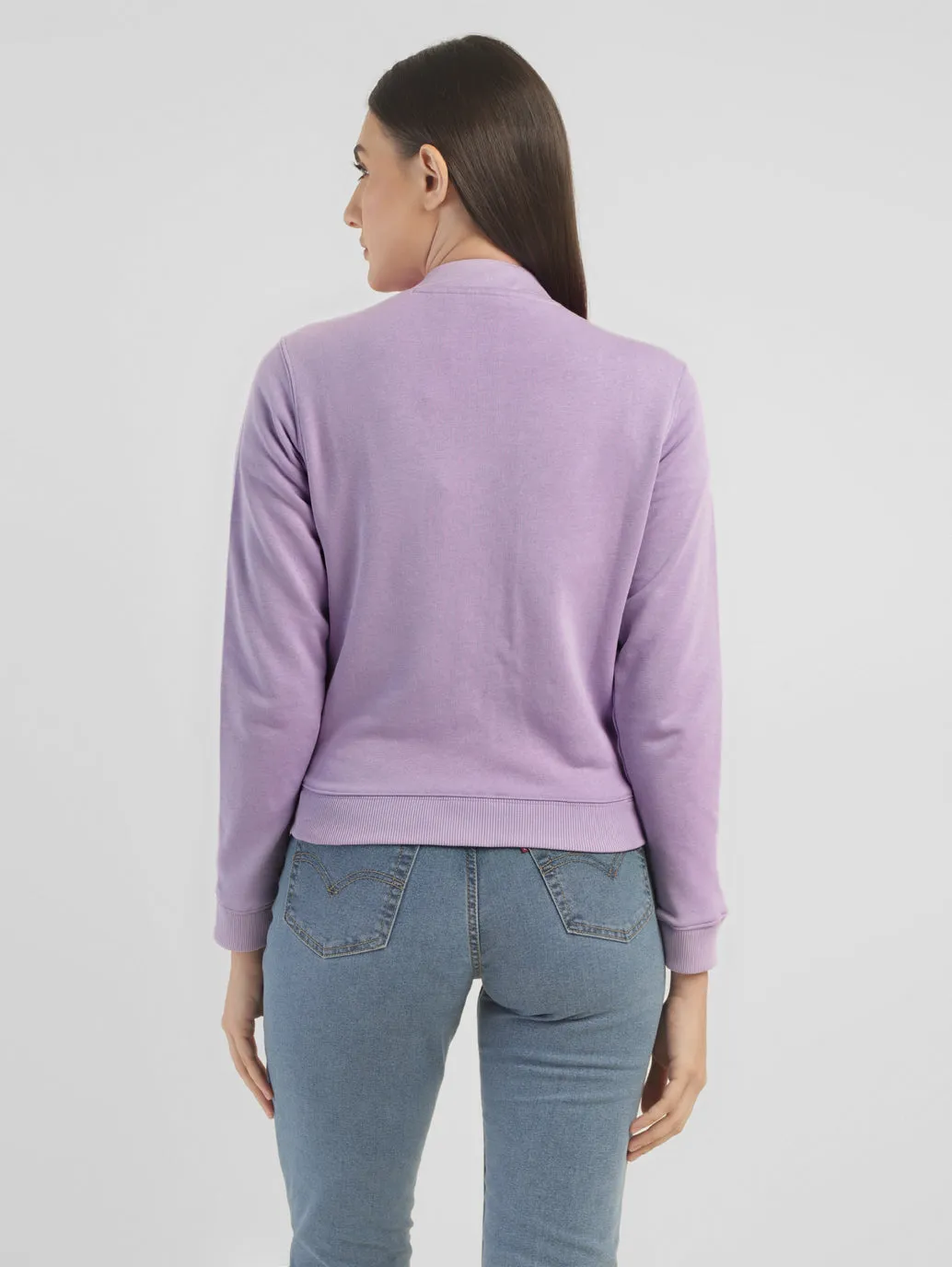 Women's Printed Purple Crew Neck Sweatshirt