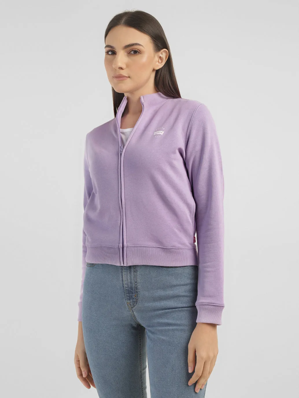 Women's Printed Purple Crew Neck Sweatshirt