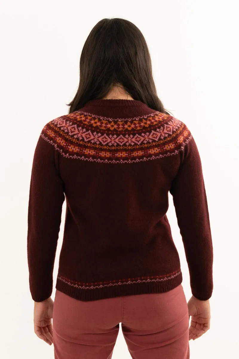 Womens soft lambswool fair isle jumper Cairngorm yoke - Port