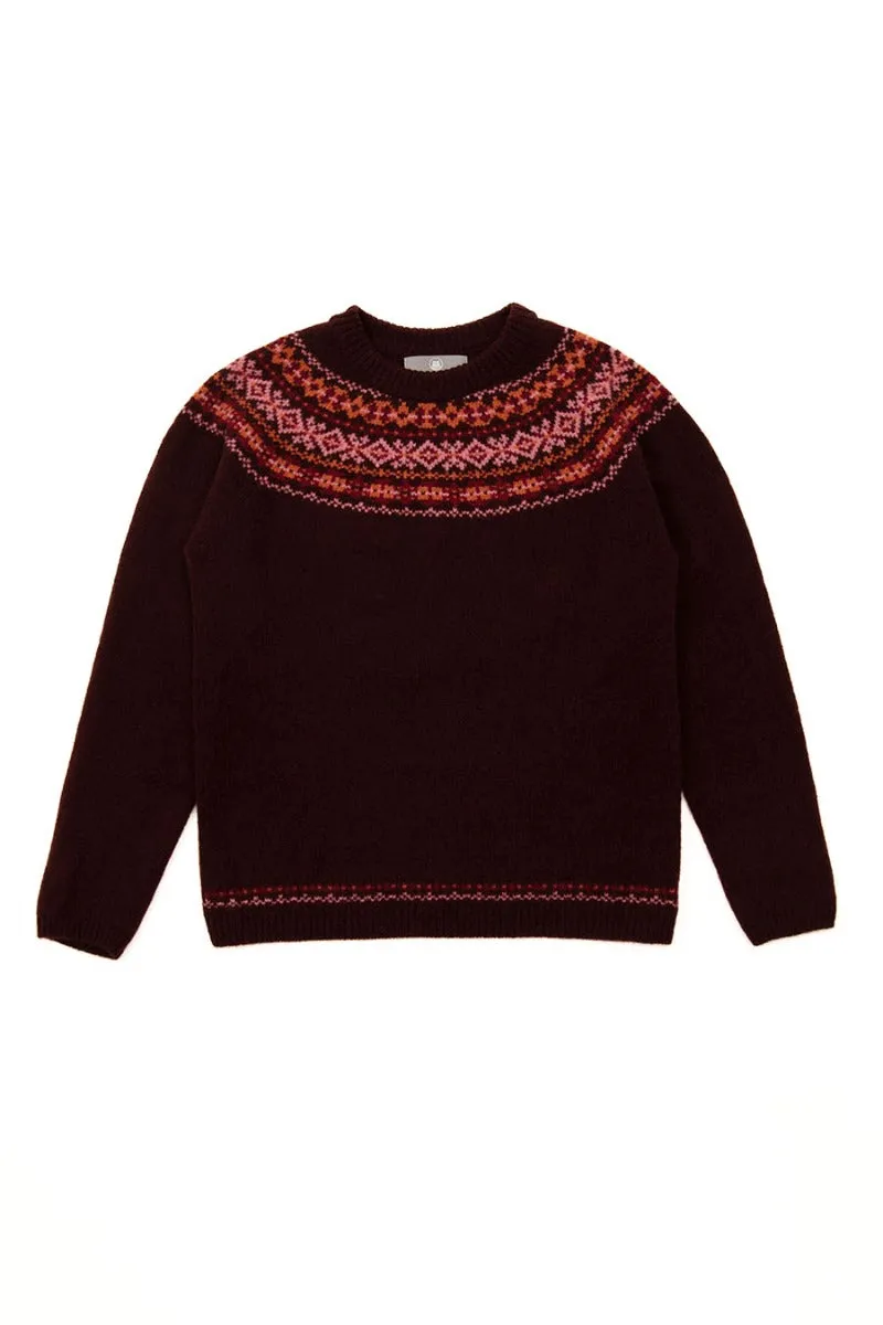 Womens soft lambswool fair isle jumper Cairngorm yoke - Port