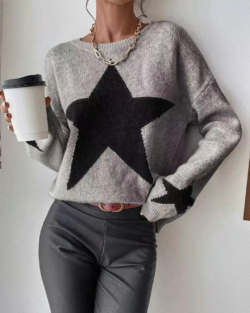 Women's Vintage Star Pattern Knitwear Jumper  | Ideal for Autumn/Winter