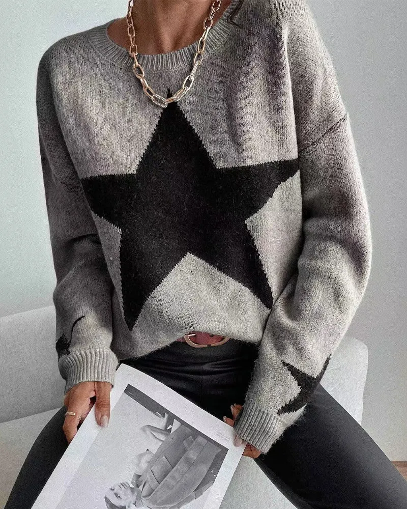 Women's Vintage Star Pattern Knitwear Jumper  | Ideal for Autumn/Winter