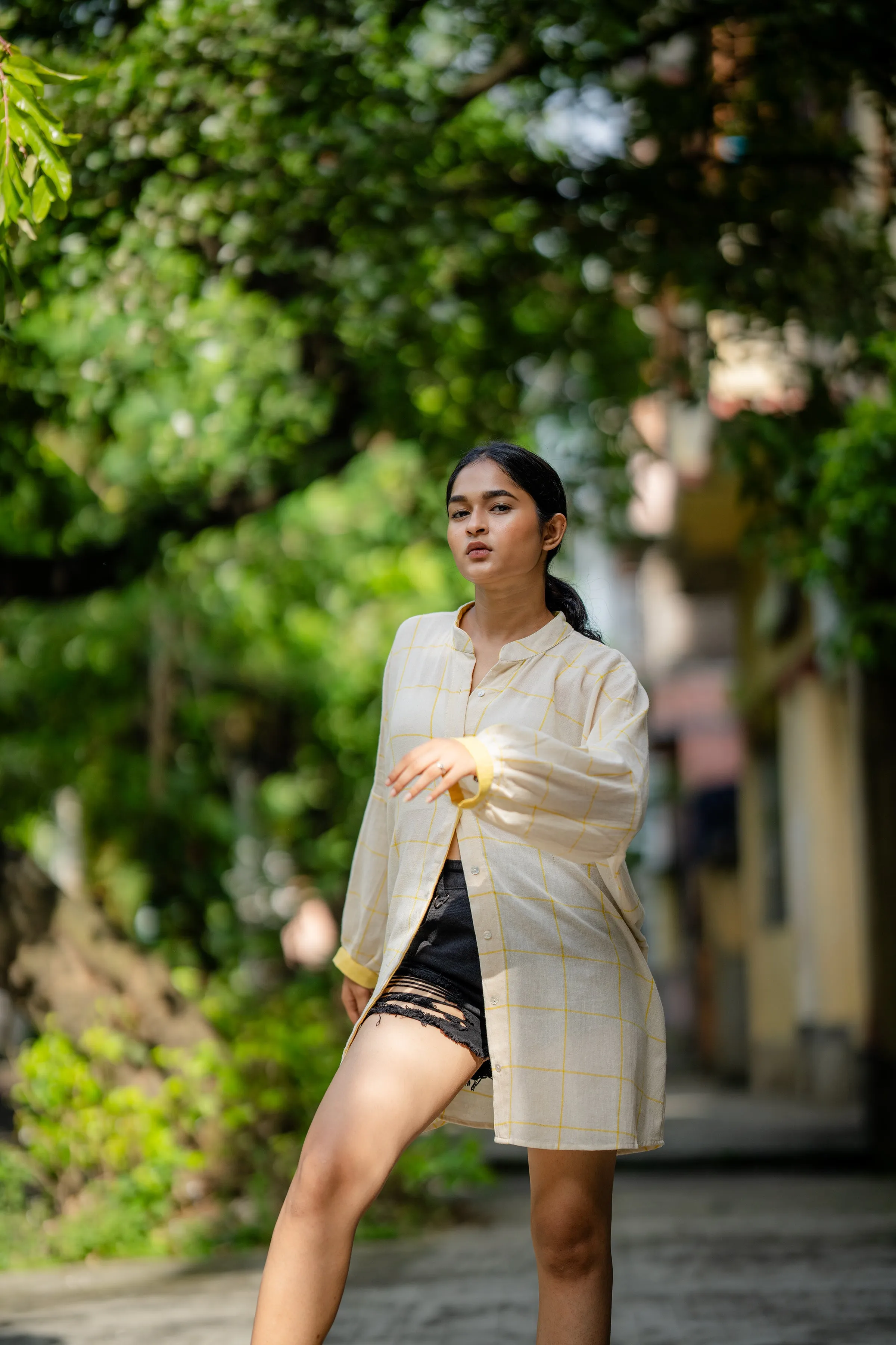 Yellow Casual Wear Check Shirt