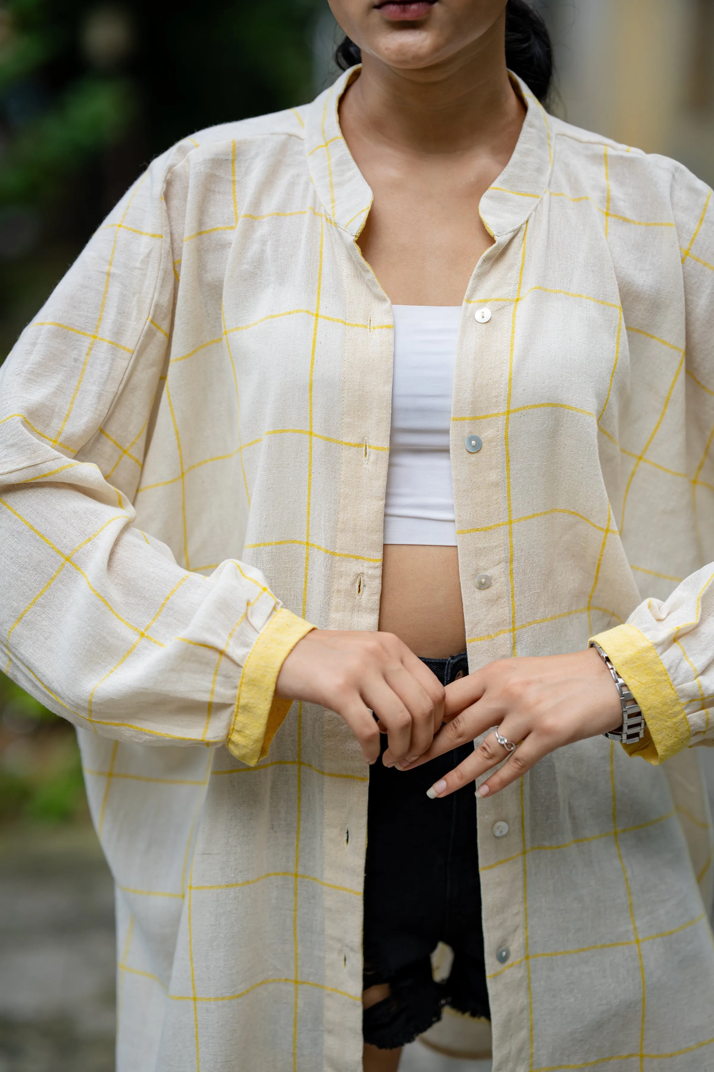 Yellow Casual Wear Check Shirt